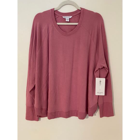 NWT Athleta Mindset Sweatshirt 2X $69 Soft Comfortable Long Sleeve Top Pink - Picture 1 of 7